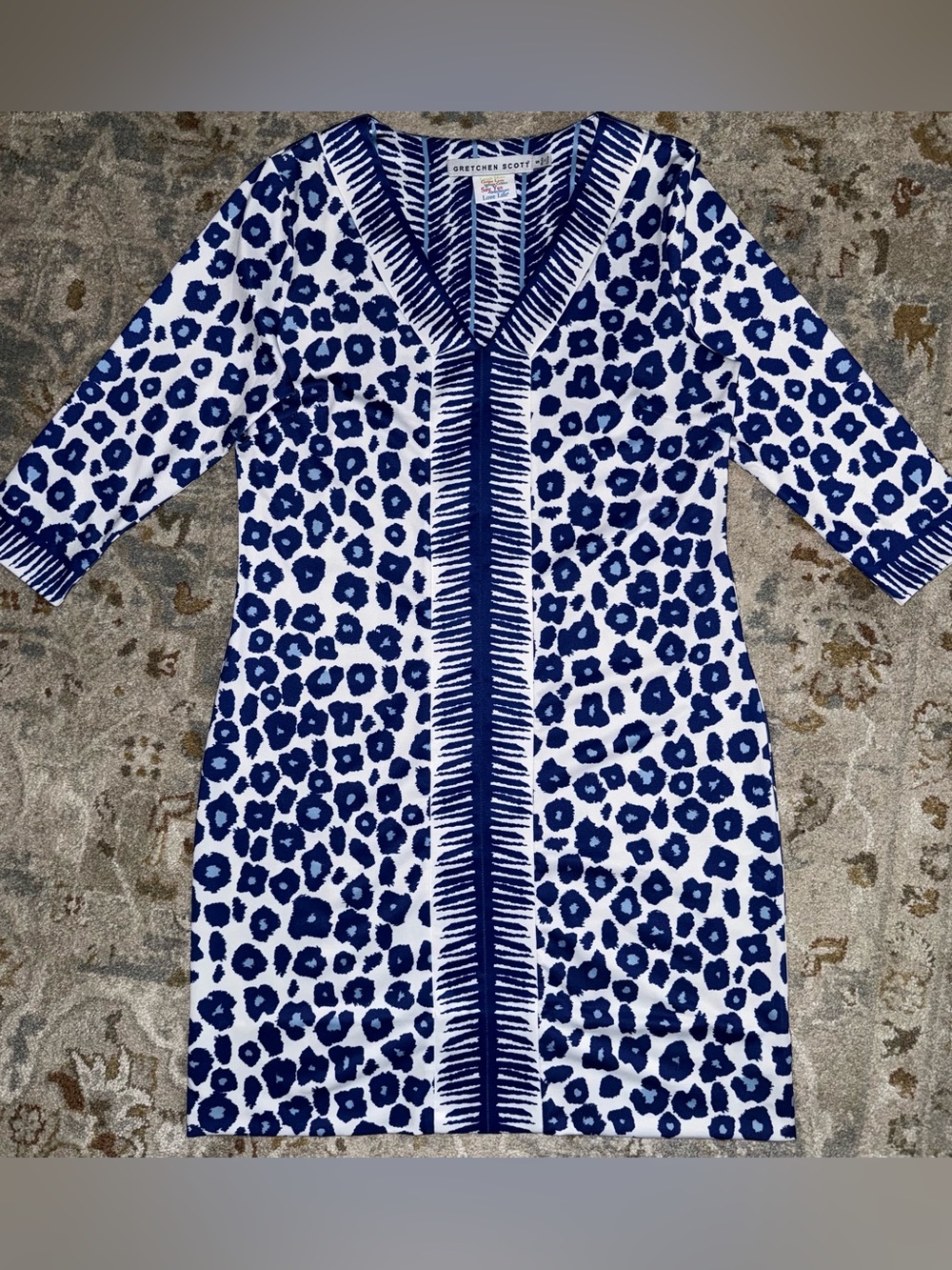 Gretchen Scott Blue & White Zebra‑Stripe Top